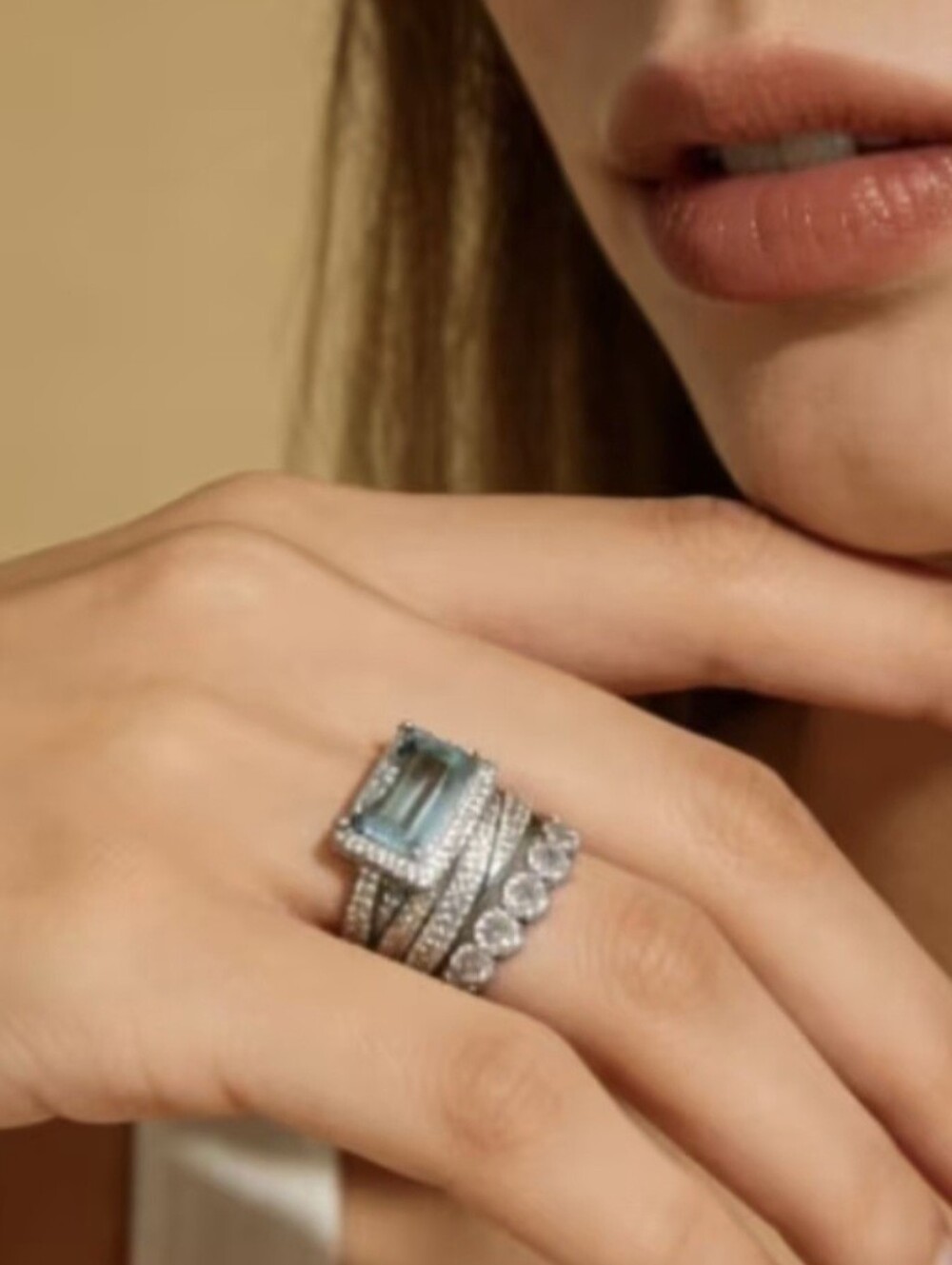 🩵🩶NEW🩵🩶 STUNNING!! Vintage 3PC Set Aquamarine CZ'S Rings In SILVER Plating - Picture 2 of 16
